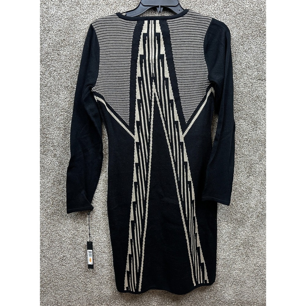 NWT~Ivanka Trump Sweater Stretch Knit Dress ~Small~ Geometric‎  Black/ Champagne - Picture 9 of 9